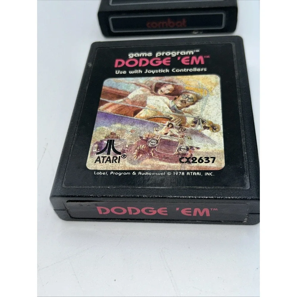 Dodge 'Em ATARI 2600 Game Cartridge W/ Instruction Booklet & Game Program Combat